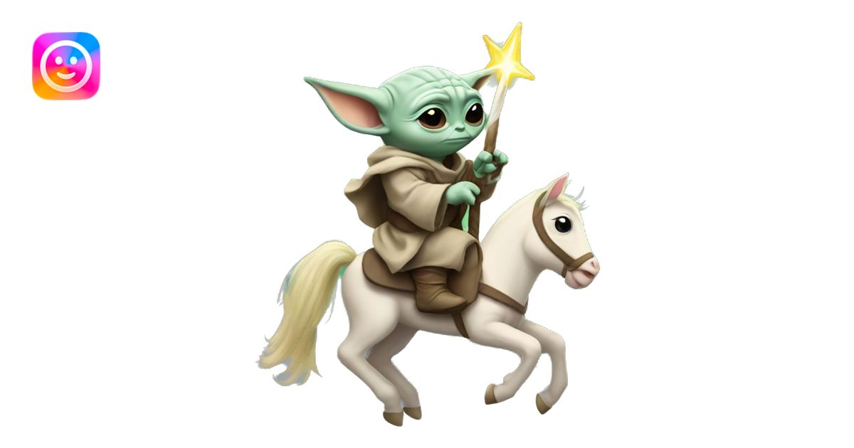 baby yoda riding unicorn emoji | AI Emoji Generator