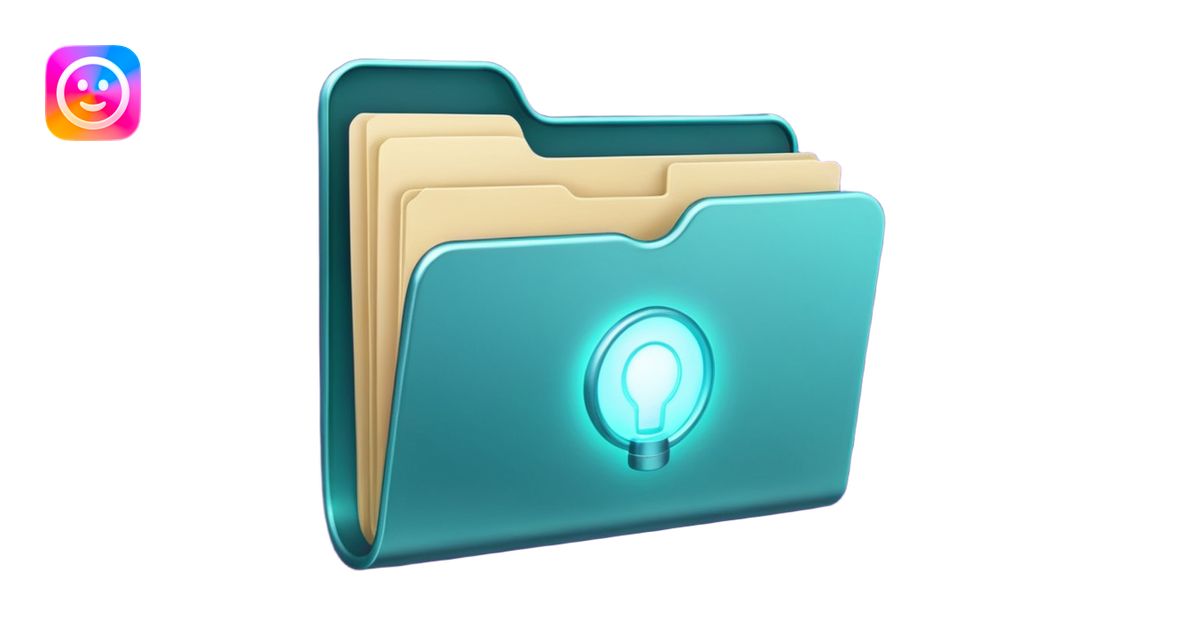 A minimalist glowing folder icon floating on a soft beige background ...