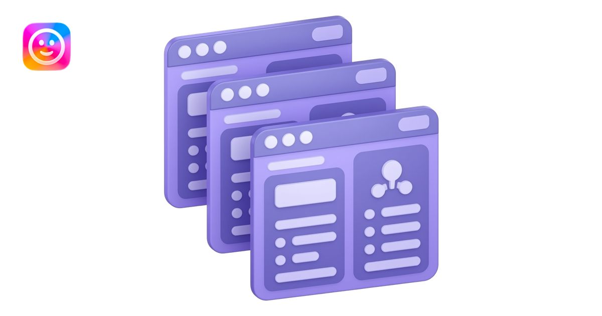 Purple color layer UI pop ups 2D render iPhone emoji png of a detailed ...