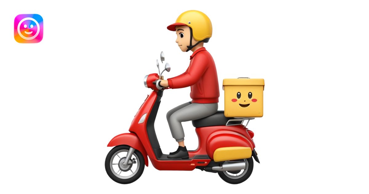 an animated emoji of a food delivery scooter whizzing past fast emoji ...