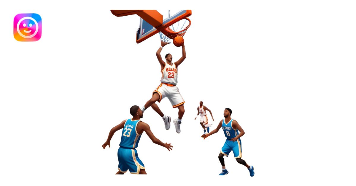 An icon showing a basketball court with players in action, inspired by ...