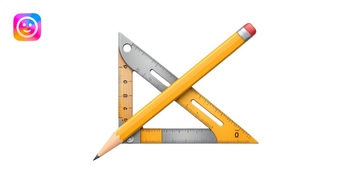 Ruler and protractor beside pencil emoji | AI Emoji Generator
