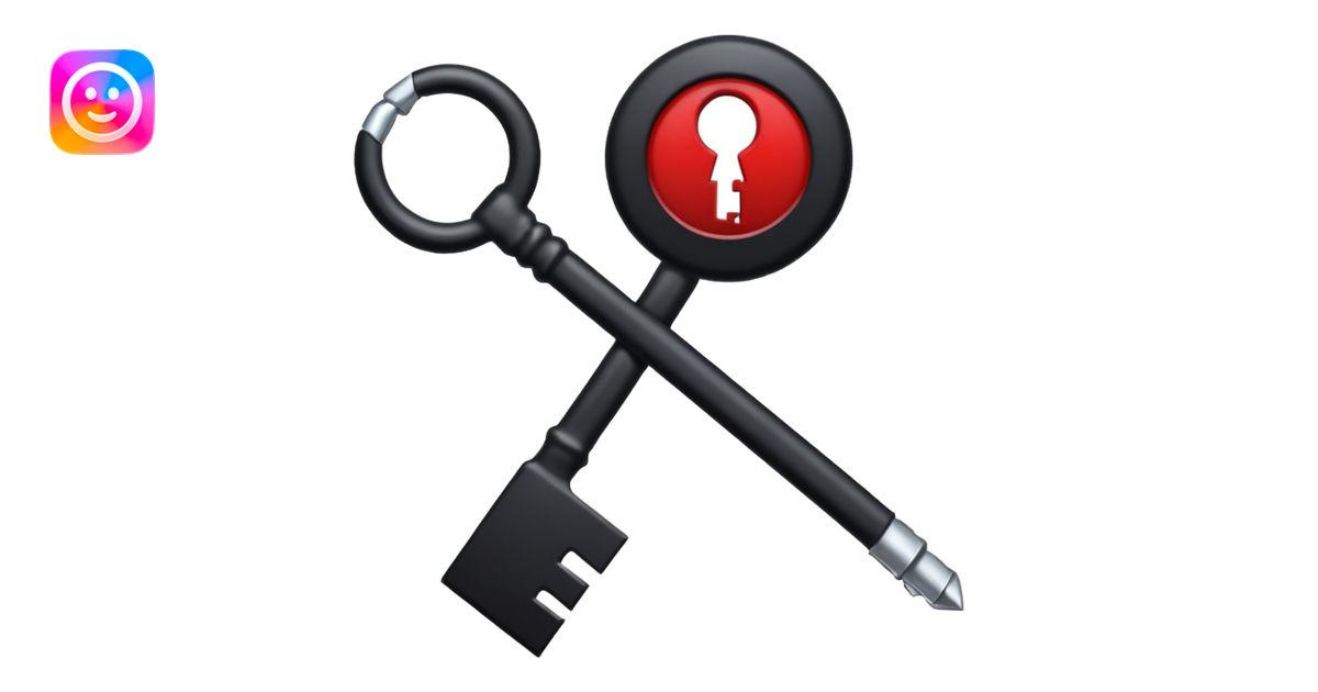 iOS sticker, dark key, black metal, red hole, minimal emoji | AI Emoji ...