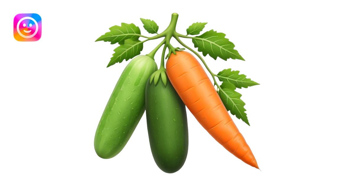 cucumber, eggplant, big carrot, on a branch emoji | AI Emoji Generator
