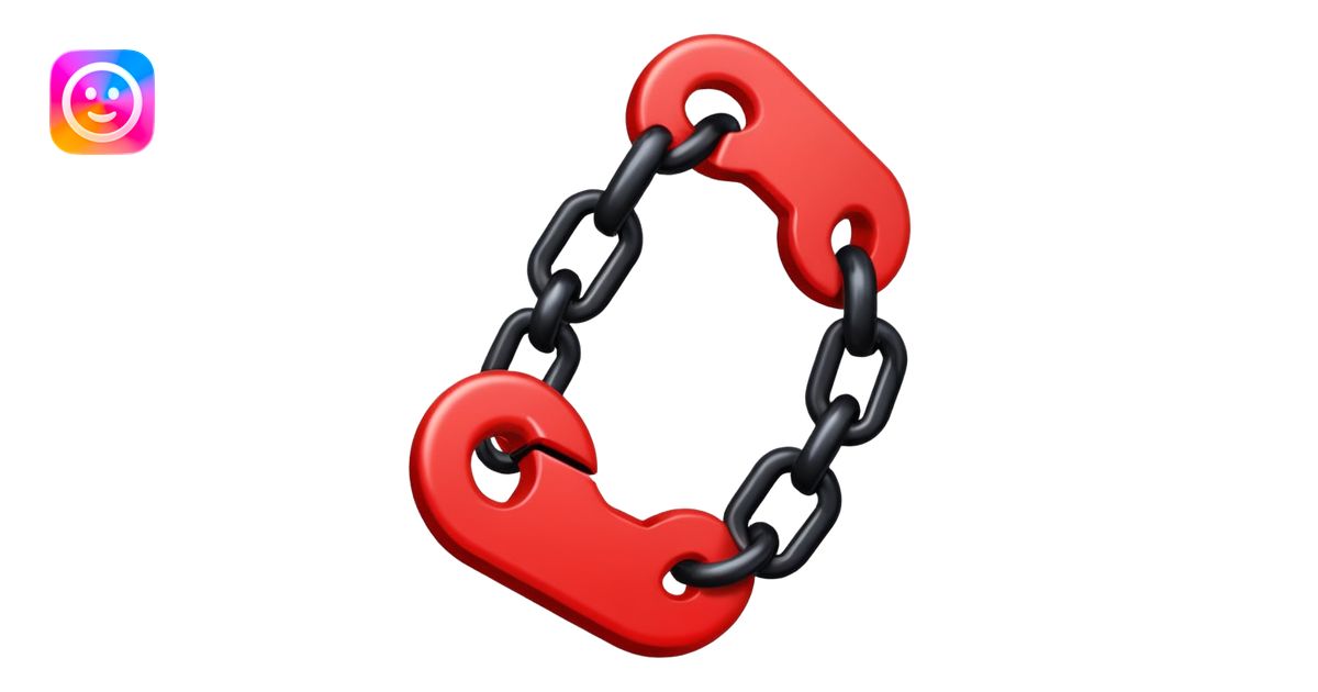 iOS sticker, broken chain, black links, red break, minimal emoji | AI ...
