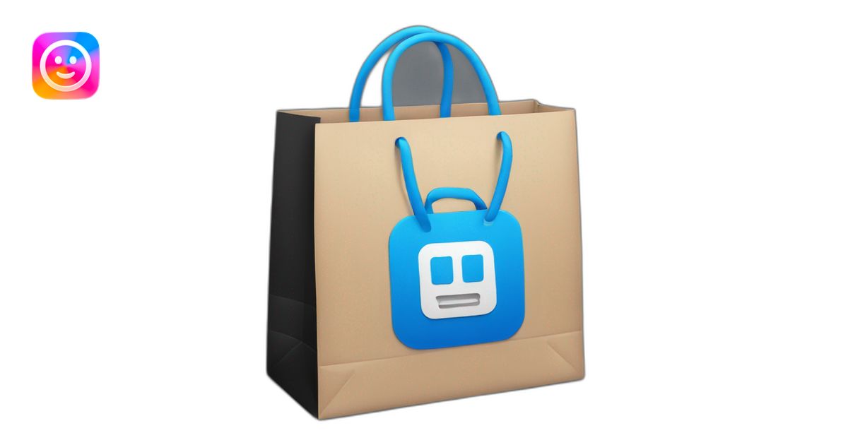 shopping bag black colour with blue accent emoji | AI Emoji Generator