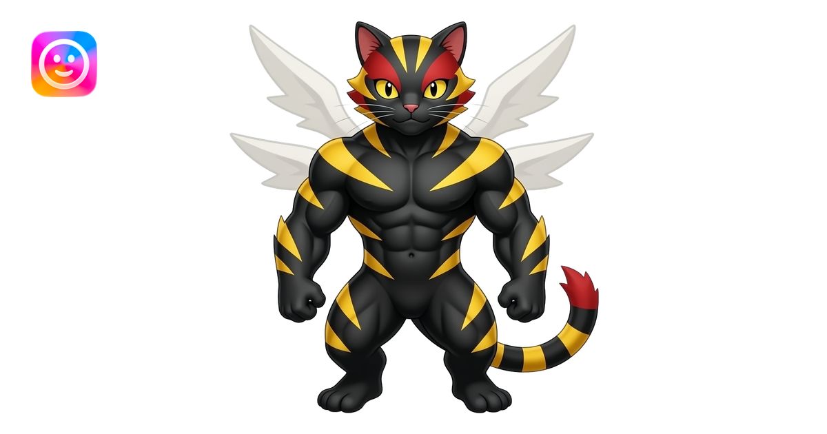 incineroar Pokemon big tiger cat red black yellow eyes black muscles ...