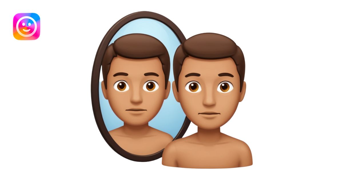 backside of a man 3/4 angle with the opposite view in the mirror emoji ...