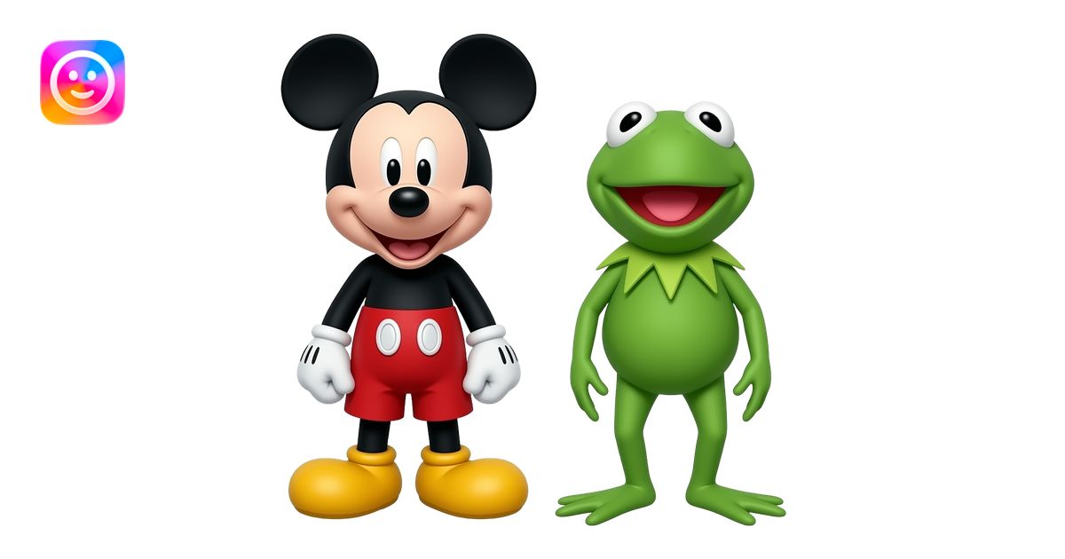 Mickey Mouse full body and Kermit the Frog emoji | AI Emoji Generator