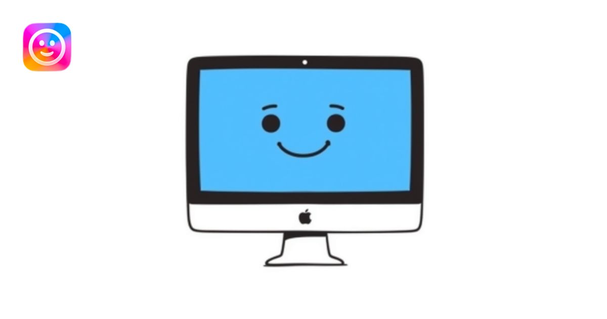 smiling blue Mac computer screen emoji | AI Emoji Generator