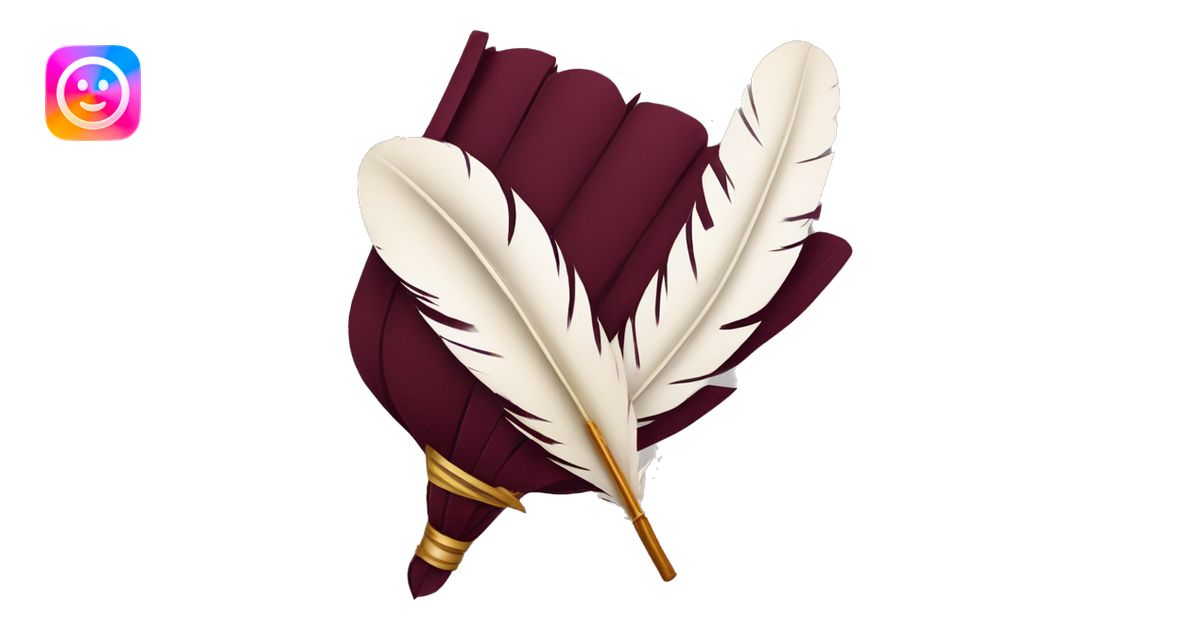 a feather quill and an open maroon SCROLL emoji | AI Emoji Generator