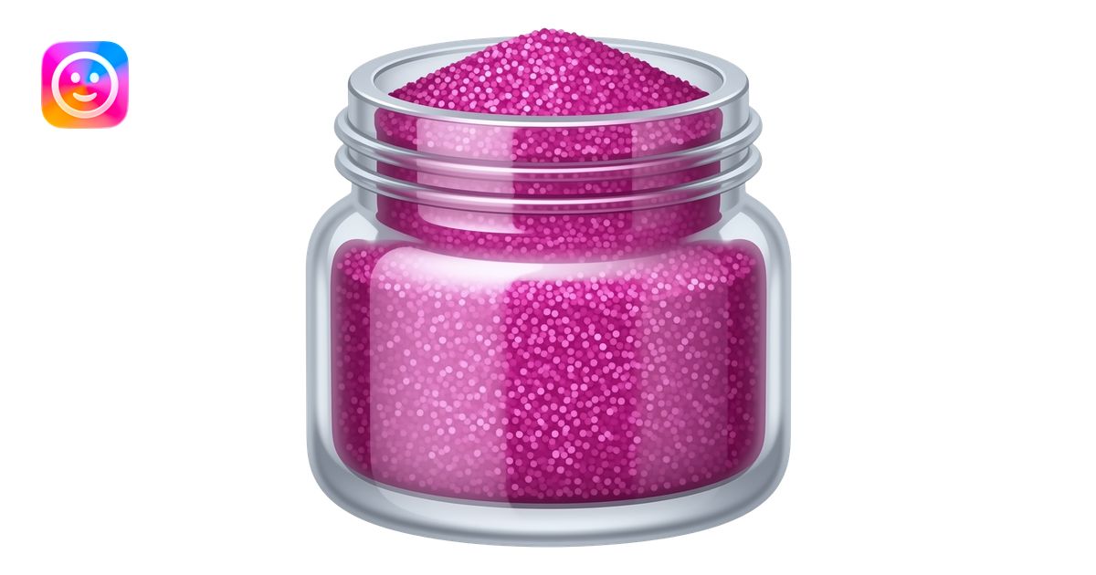 Magenta hot pink glitter powder in the glass jar emoji | AI Emoji Generator