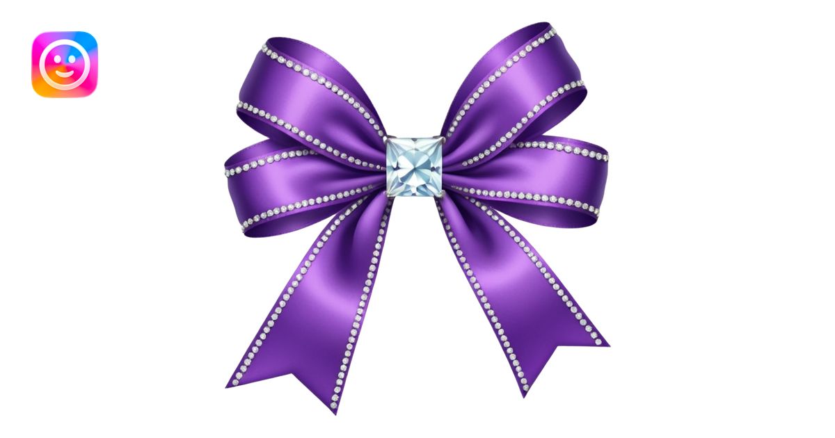 purple ribbon with diamonds emoji | AI Emoji Generator