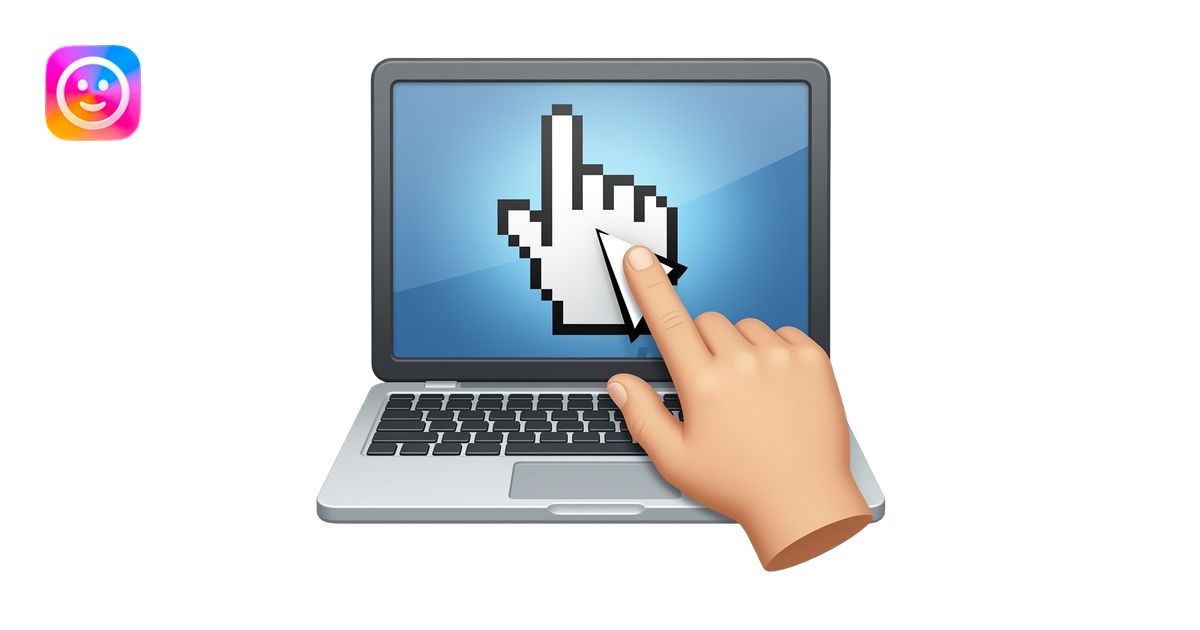 la mano de mouse que aparece en la pantalla de laptop emoji | AI Emoji ...