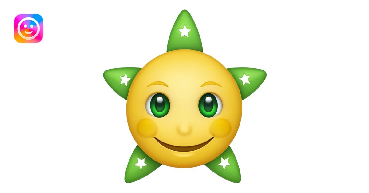 green smiley emoji stars instead of eyes emoji | AI Emoji Generator