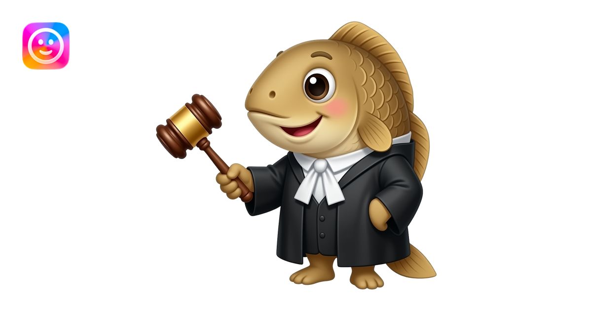 generate emoji of a happy brown fish judge aquaculture law emoji | AI ...
