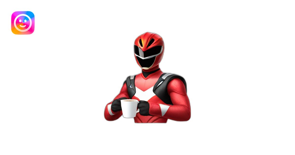 red power ranger drinking coffee emoji | AI Emoji Generator