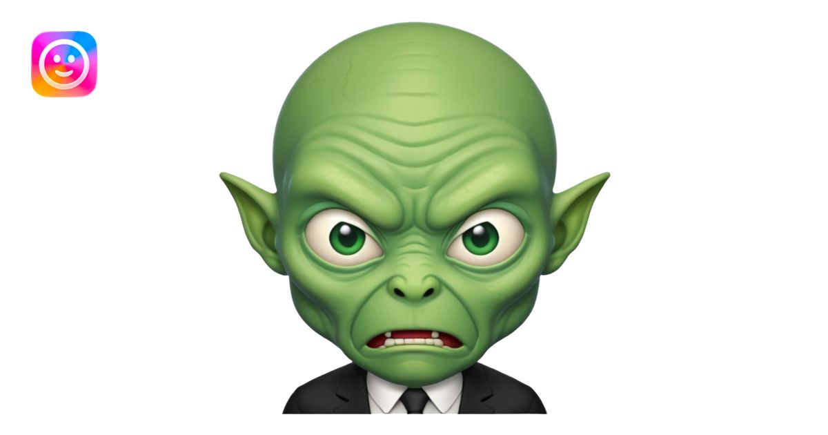 an old alien with black suit, angry emoji | AI Emoji Generator