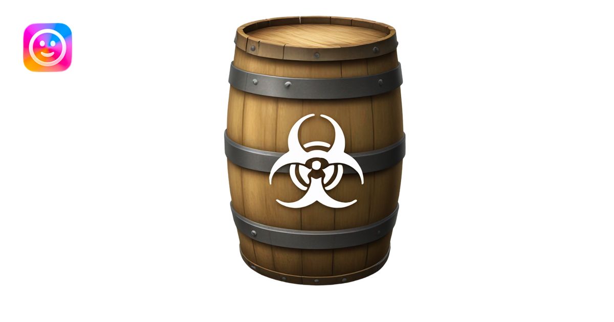 Biohazard symbol on a barrel emoji | AI Emoji Generator