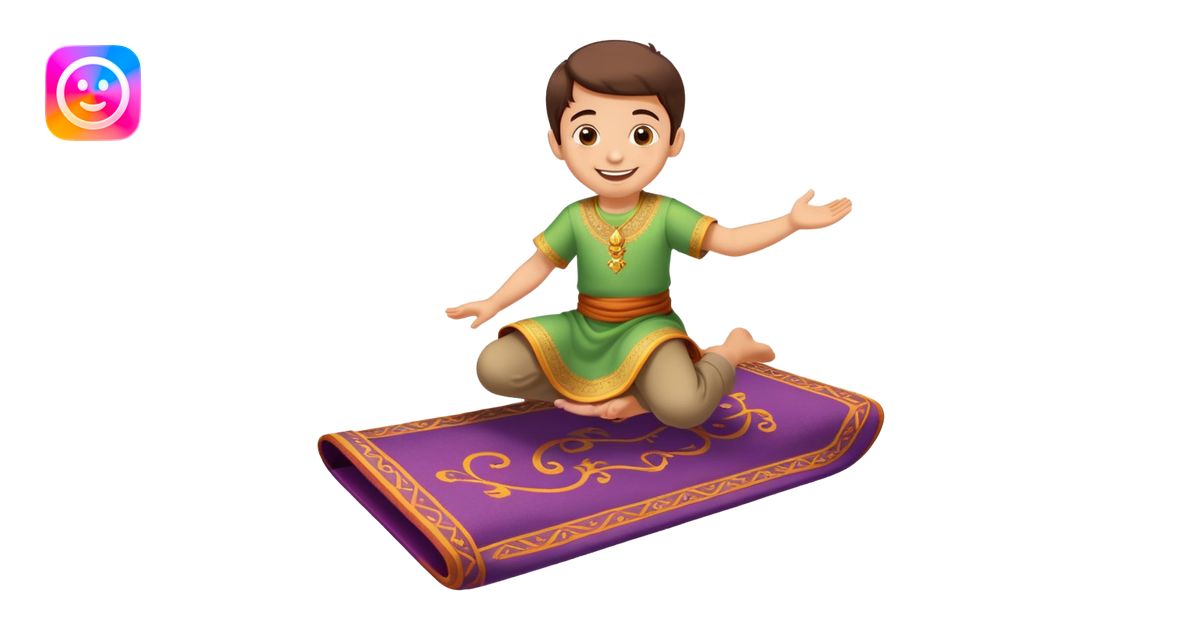child riding a magic carpet emoji | AI Emoji Generator