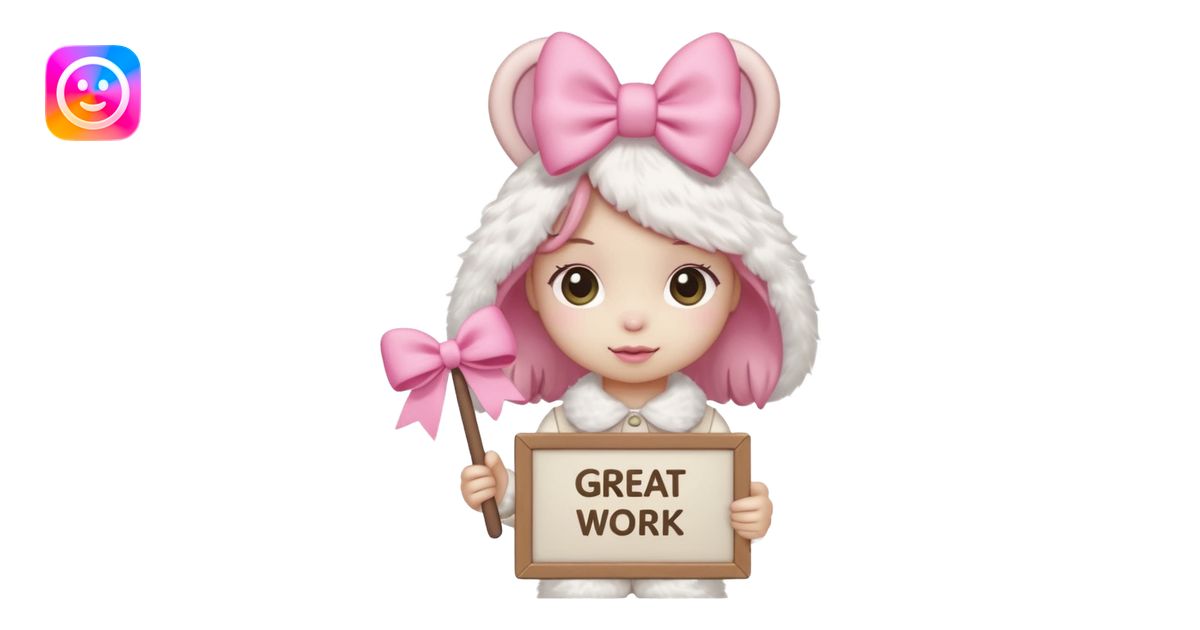 mymelody with sign that says great work emoji | AI Emoji Generator