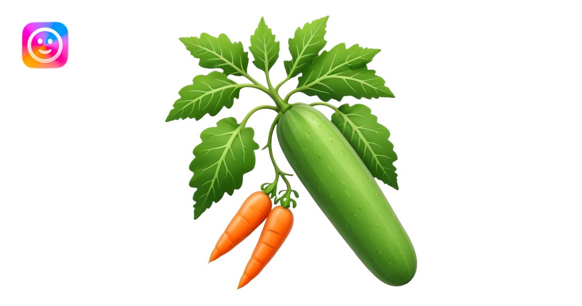 cucumber, eggplant, big carrot, on a branch emoji | AI Emoji Generator