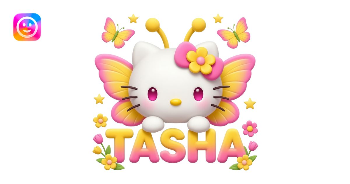 White velvety fur 3D hello kitty head with yellow pink gradient 3D ...