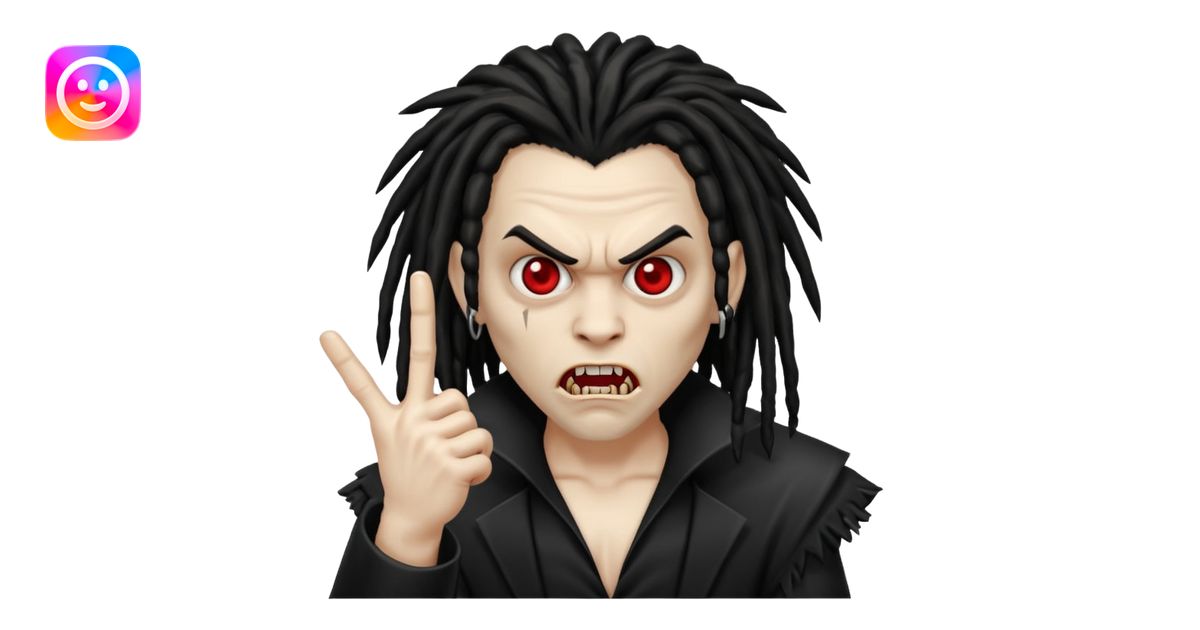 A black vampire with dreads throwing up da middle finger emoji | AI ...