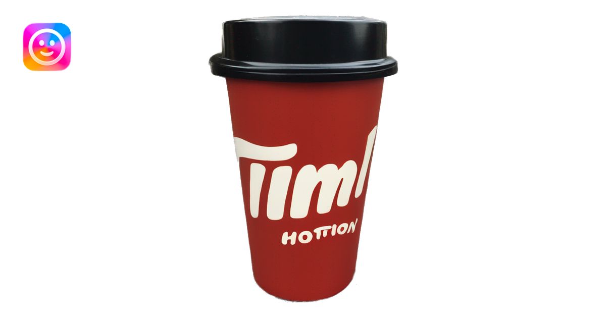 “Red Tim Hortons coffee cup with large white ‘Tim Hortons’ logo in ...