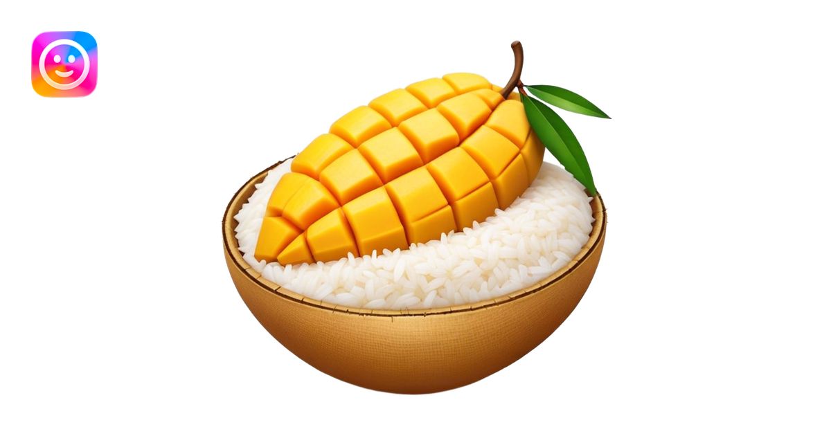 Cinematic Realistic Mango Sticky Rice Dessert Emoji, showcasing sweet ...