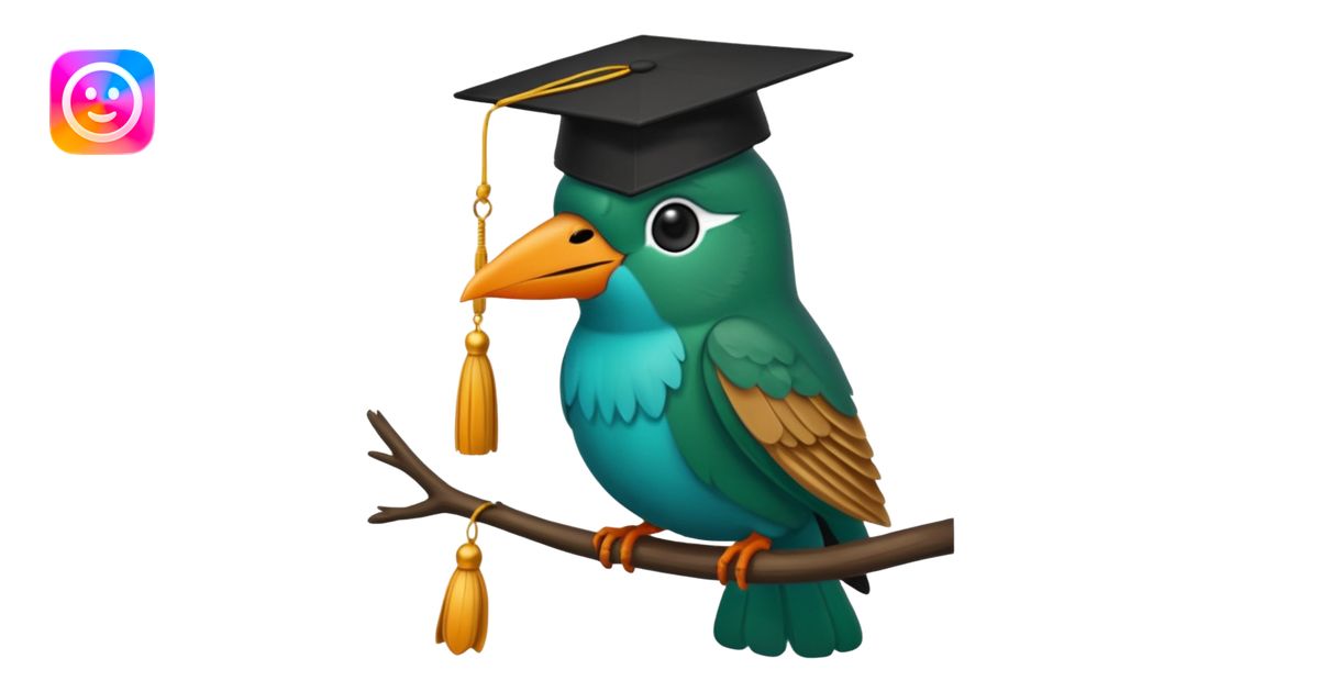Un colibri con birrete de graduación y que el colibrí sea turquesa ...
