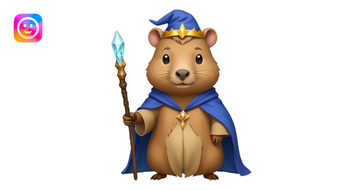 A mythical Queen Capybara wearing a wizard robe and a wand emoji | AI ...