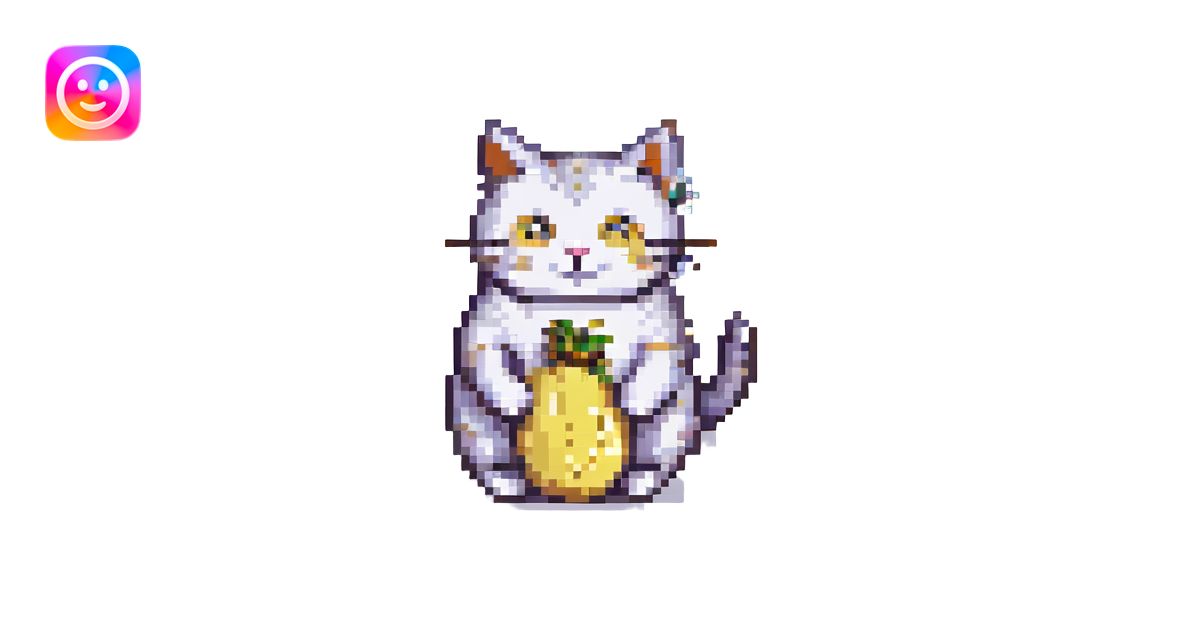 goofy cat with a banana body, pixel art style, retro game look emoji ...