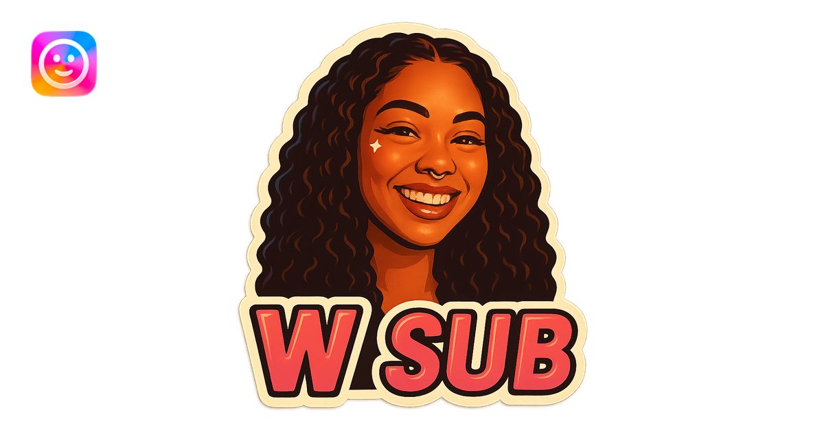 Smiling add the words W Sub in pink emoji | AI Emoji Generator