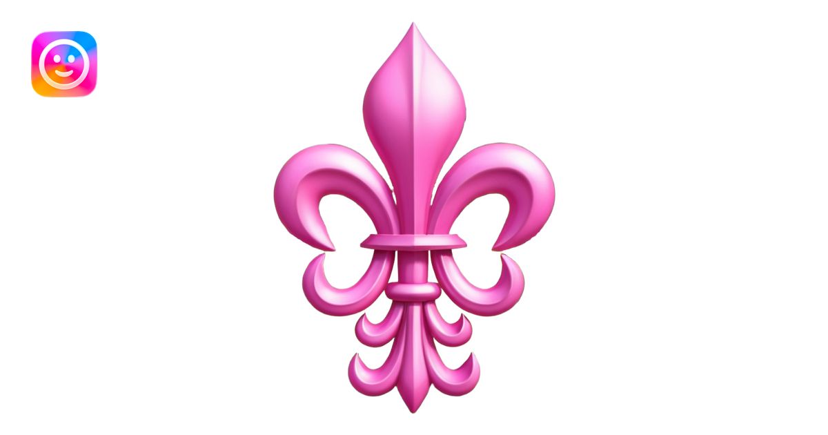 Jeff Koons style pink fleur de lis sculpture in a garden landscape ...