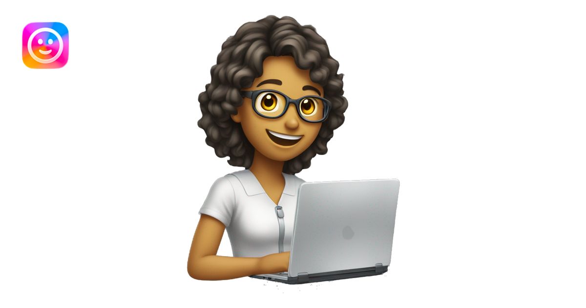fille chatin souriante qui travaille sur ordinateur emoji | AI Emoji ...