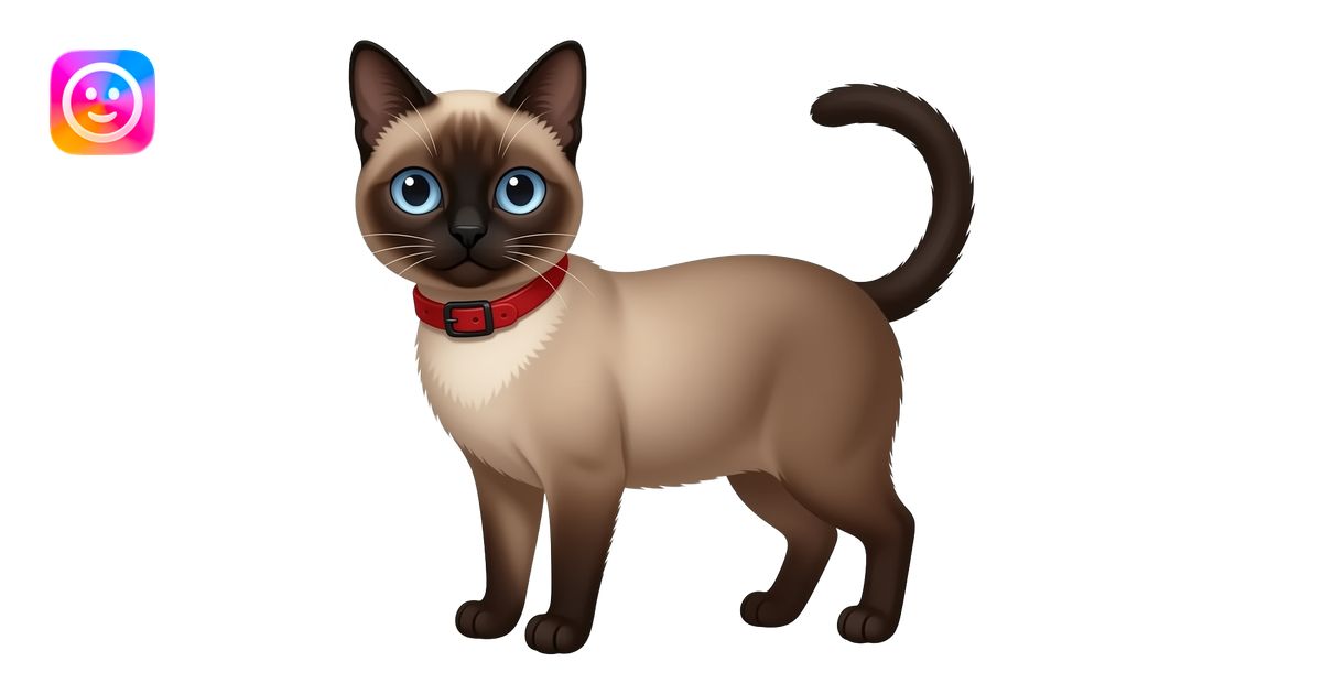 A dark seal-point Siamese Cat with blue eyes and wearing a red collar ...