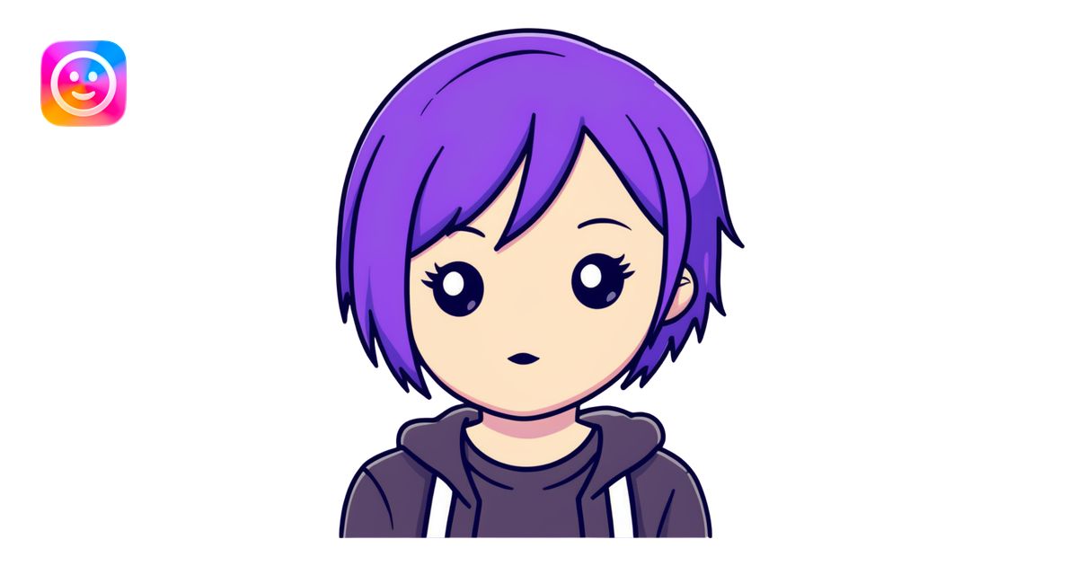 violet hair emo girl image | AI Emoji Generator