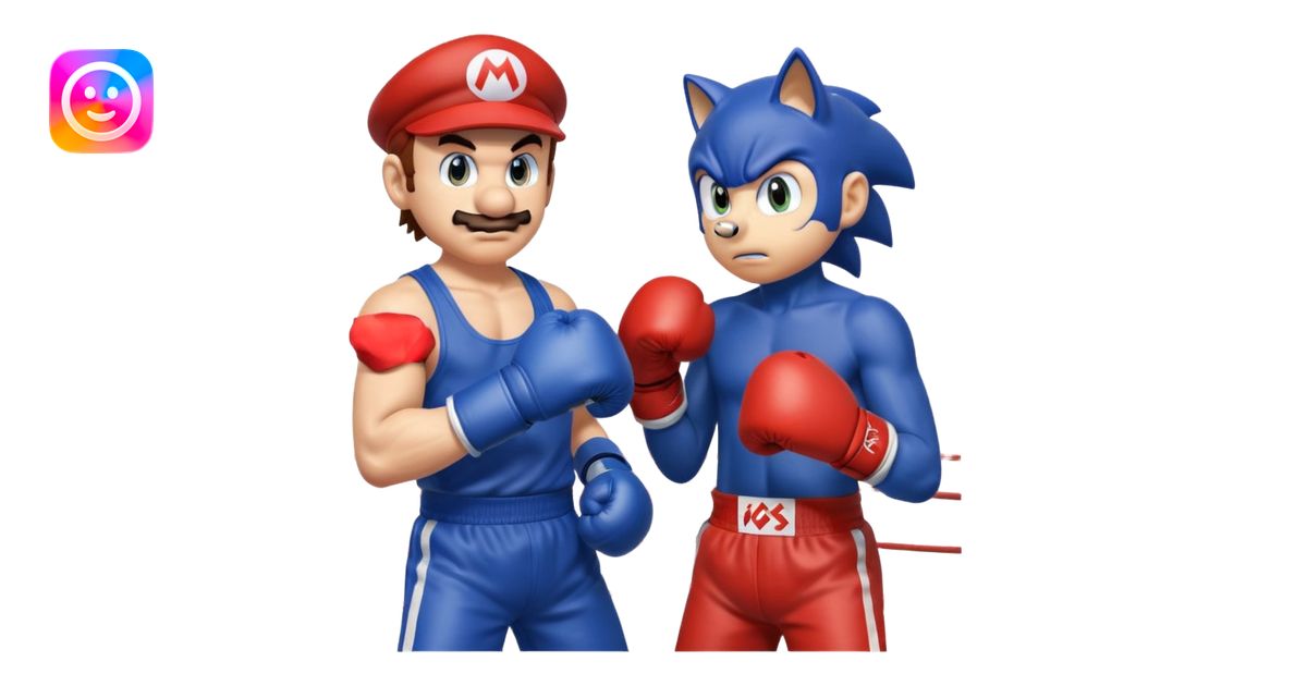 Mario vs sonic boxing ring emoji | AI Emoji Generator