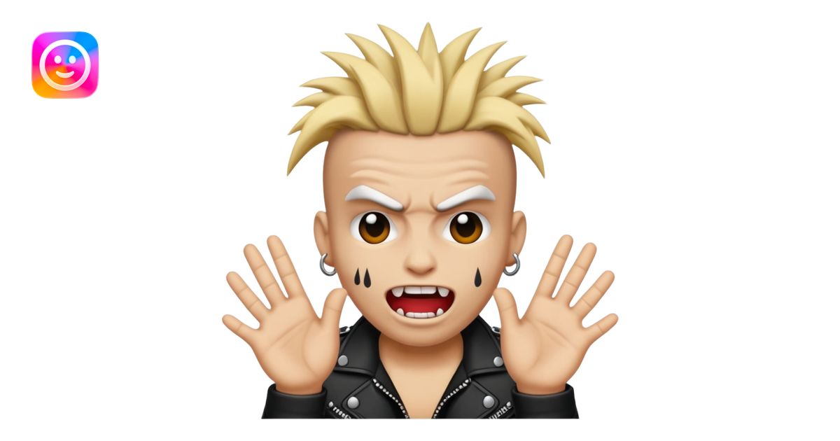 punk emoji, hardcore rock face emoji with hands emoji | AI Emoji Generator