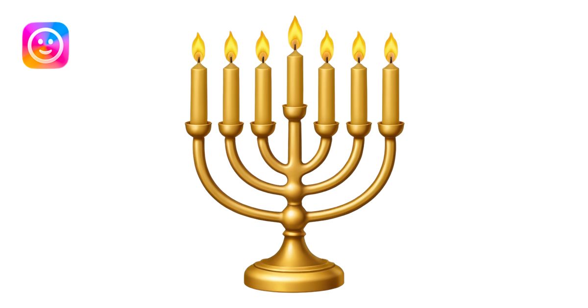 Gold Menorah with four candles on each side emoji | AI Emoji Generator