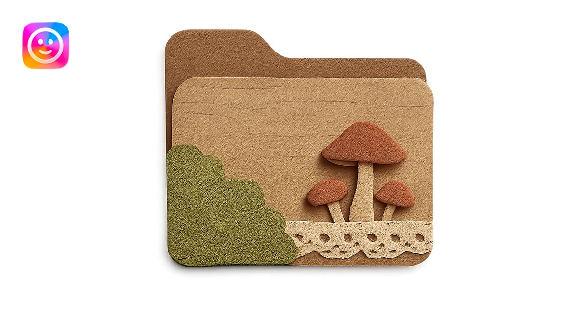 quaint folder icon in cottagecore style, folder made of wood and fabric ...