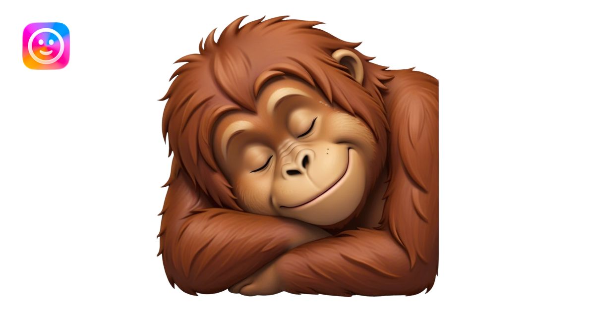 Meme-Worthy cute Sleeping Orangutan Portrait Emoji, Head resting ...