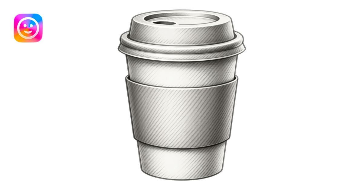 Mixed media: coffee cup, visible graphite underdrawing with hatching ...