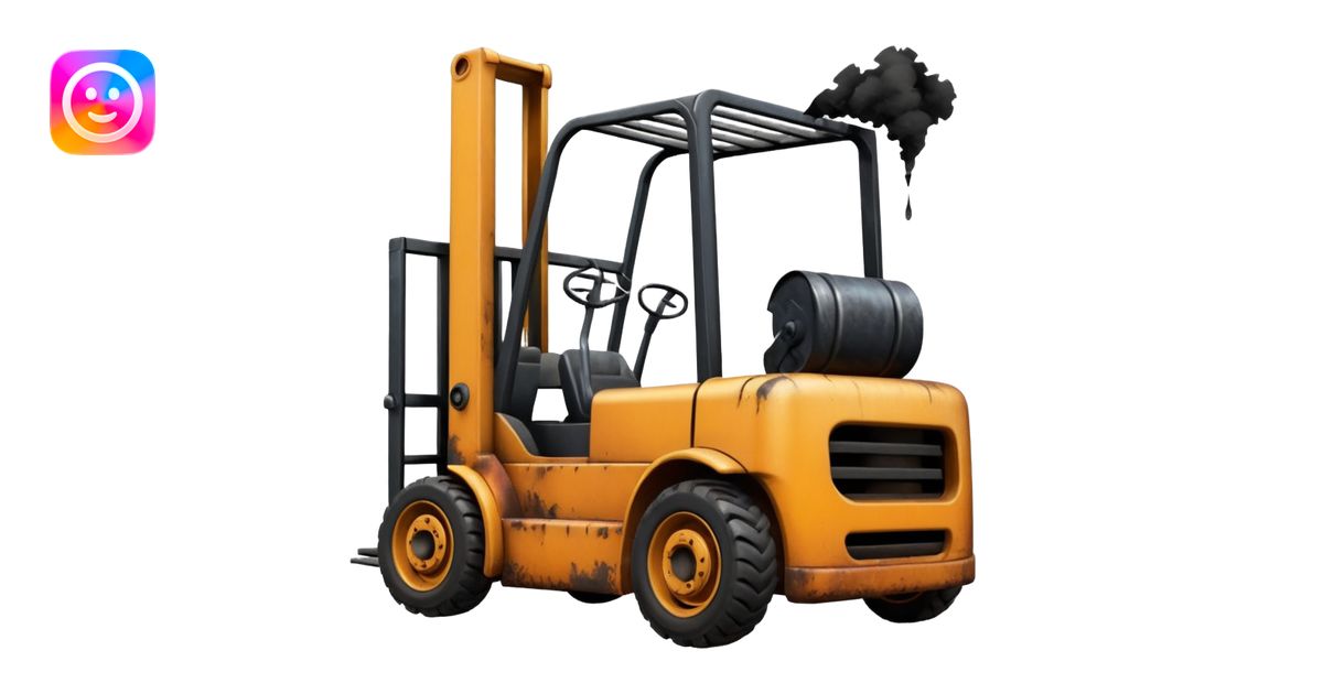 ugly, broken forklift after the explosion emoji | AI Emoji Generator