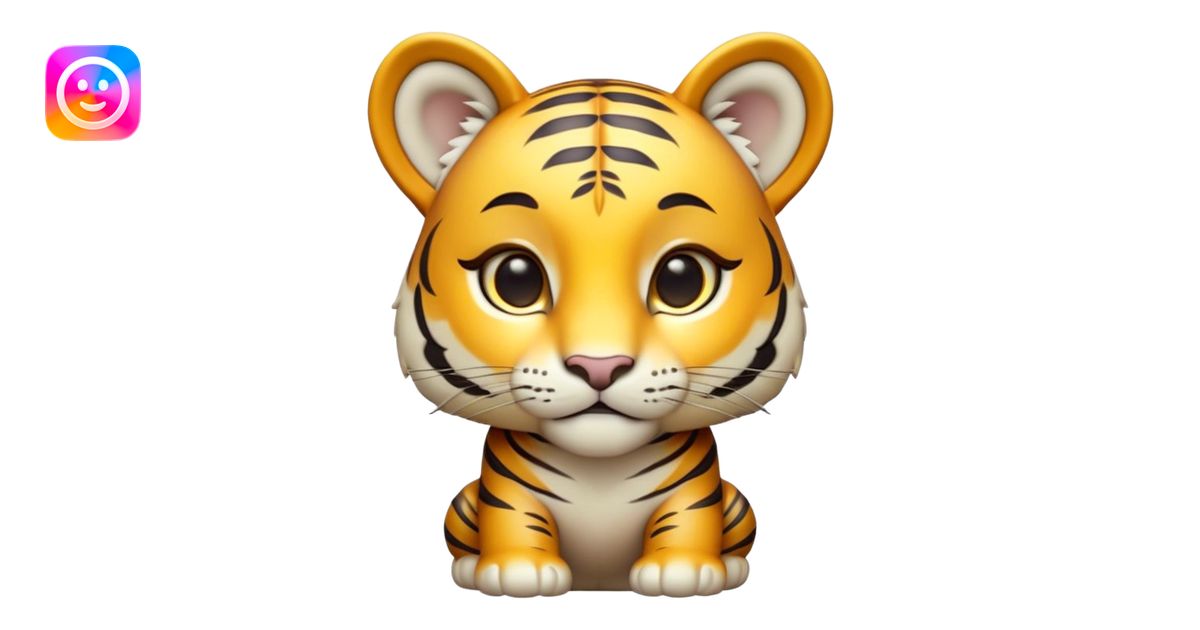 Cinematic Noble Tiger Cub Portrait Emoji, Poised with a hint of regal ...