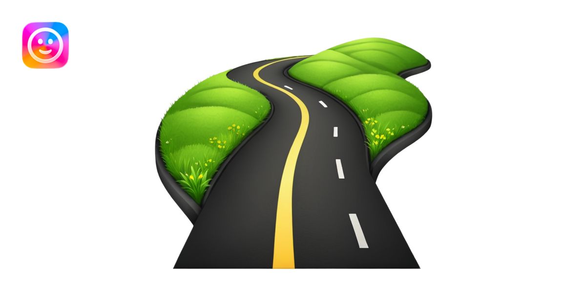 wide roadway with Grass on the sides emoji emoji | AI Emoji Generator