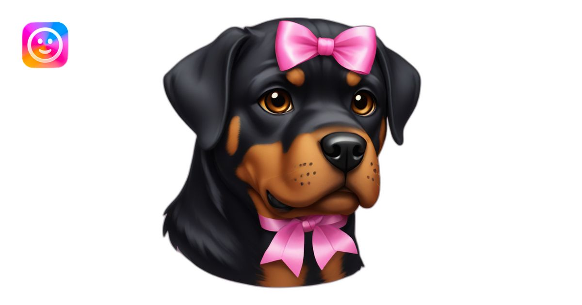 Rottweiler with pink ribbon emoji | AI Emoji Generator
