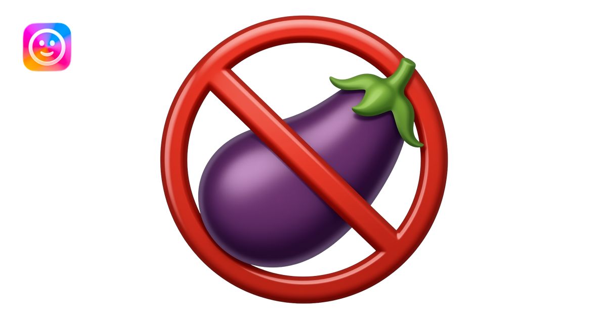 Eggplant emoji with a cross sign(red cross sign in a circle) (show ...