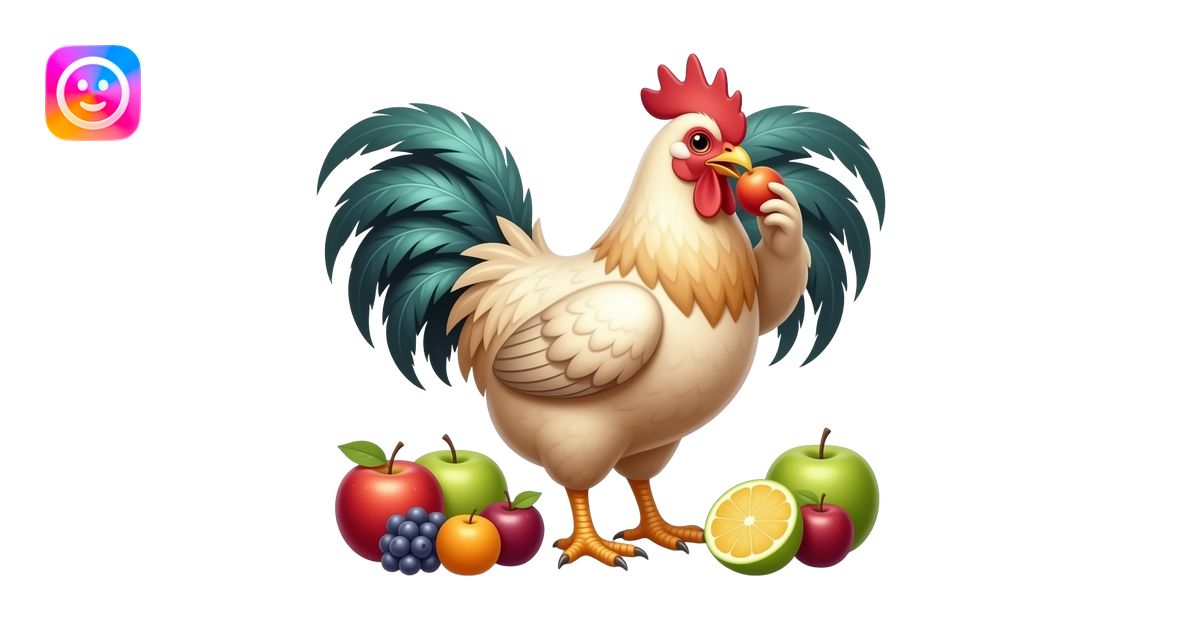 chicken eating fruit emoji | AI Emoji Generator